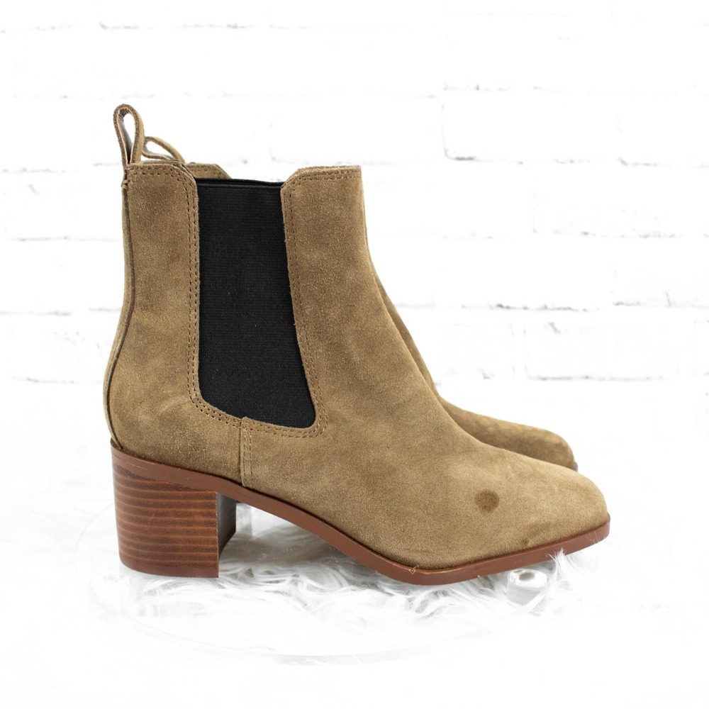 Steve Madden Brown Suede Chelsea Ankle Boots Booties Size 7.5 Slip On Block Heel